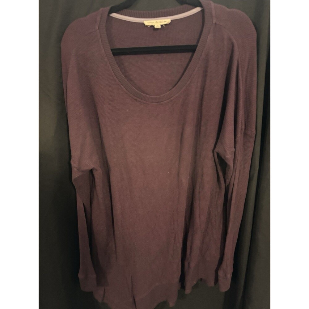 Indigo Thread Co. Purple Solid Knit Stretch Scoop Neck Long Sleeve Top 2X